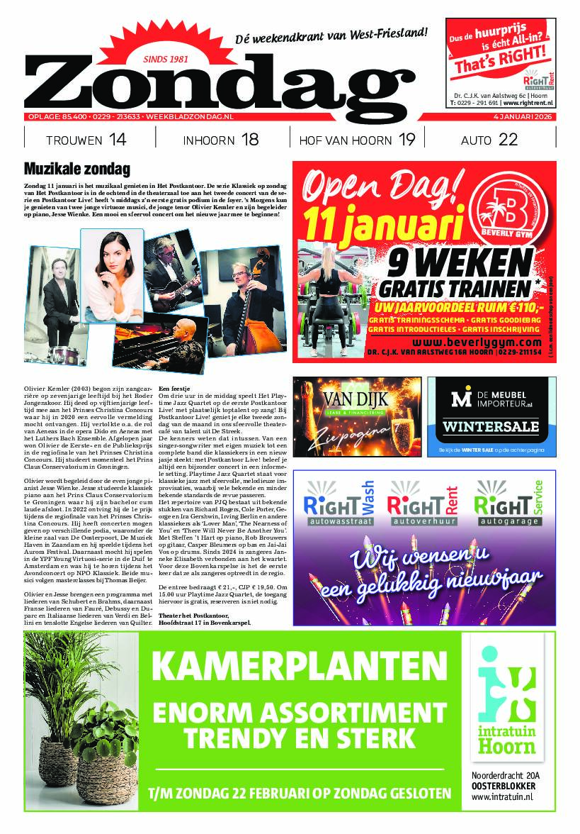 Zondag 4 januari 2026